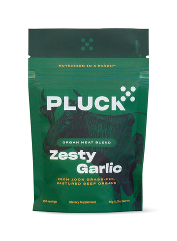 Pluck Zesty Garlic Organ Meat Blend Seasoning | From Grass-Fed & Grass-Finished Pastured Beef Organs With Redmond Real Sea Salt