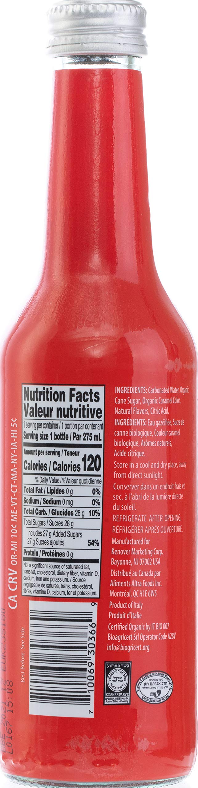 Tuscanini Organic Cola Soda, Naturally Caffeine Free, 9.3oz (6 Pack), Elegant Glass Bottle, Great Taste, Chemical Free