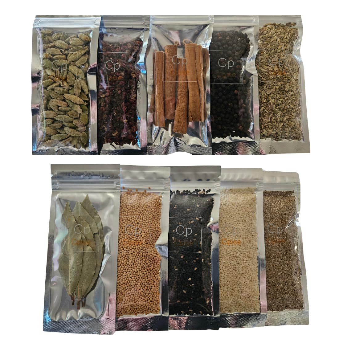 Organic Whole Spice Starter Gift Set Kit | Bay Leaves | Black Peppercorn | Green Cardamom | Celery Seeds | Vietnamese Cinnamon S
