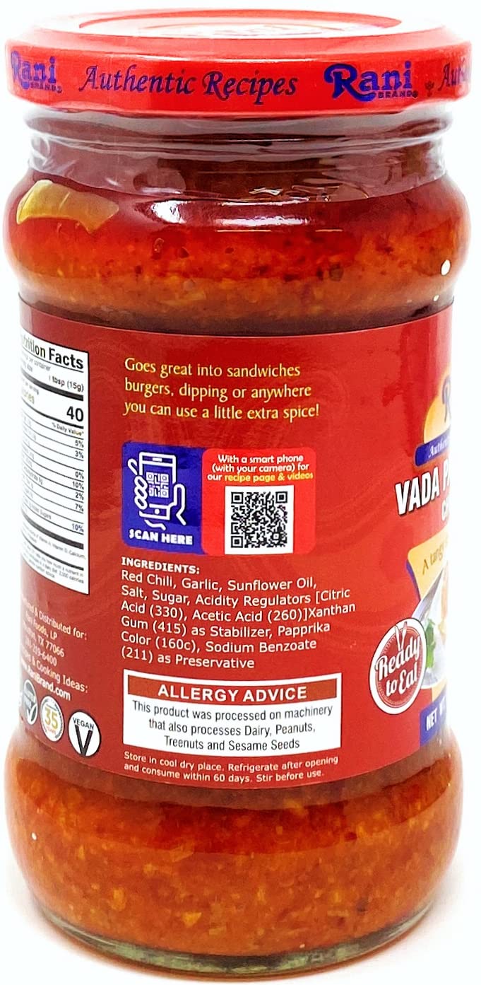 Rani Vada Pav Garlic Chutney 10.5Oz (300G) Glass Jar, Ready To Eat, Pack Of 5+1 Free ~ Vegan | Gluten Free | Non-Gmo | Indian Or