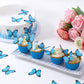 Yocity Butterfly Cupcake Toppers 48Pcs Edible Blue Butterfly Cake Decorations Edible Butterflies For Cake Decorating Wafer Paper