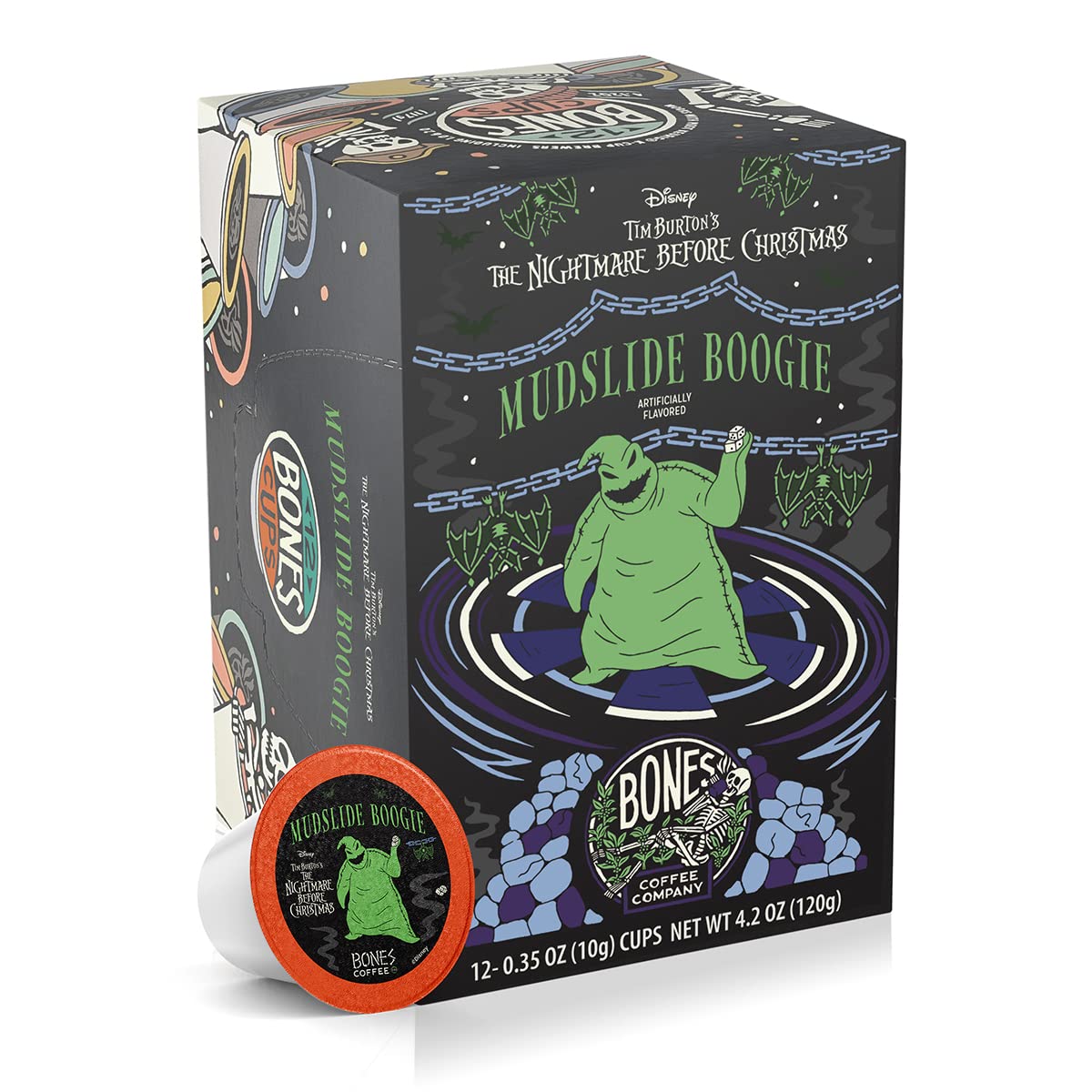 Bones Coffee Company Flavored Coffee Pods, Chocolate Mudslide, 12 Count