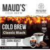 Maud'S Black Cold Brew Dark Roast Coffee Pods, 18 Ct | Cold Brew Classic Black Coffee | 100% Arabica Dark Roast Coffee | Solar E