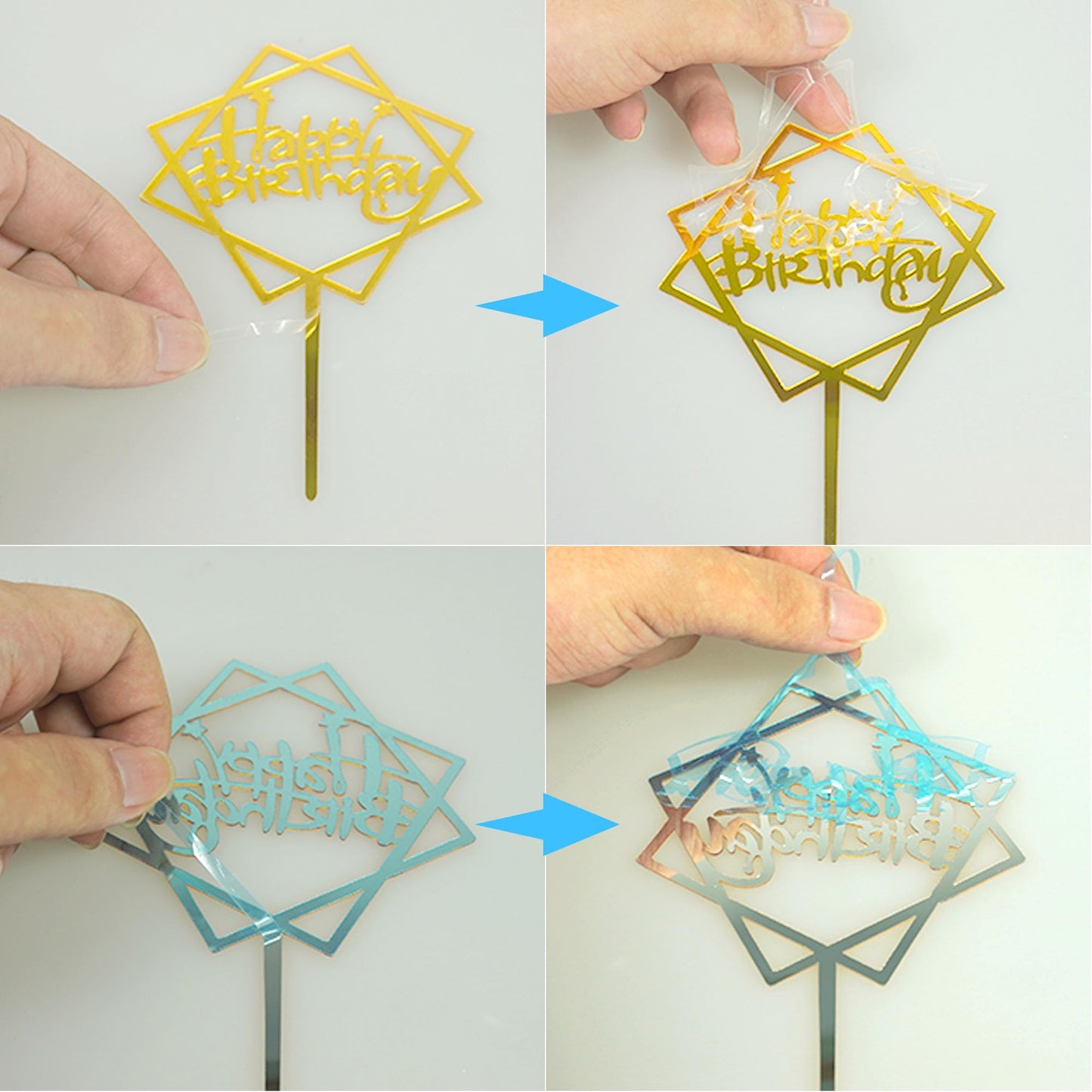 50 Pcs Gold Happy Birthday Cake Topper Acrylic Birthday Cupcake Topper Pick For Birthday Party Cake Desserts Pastries Decoration