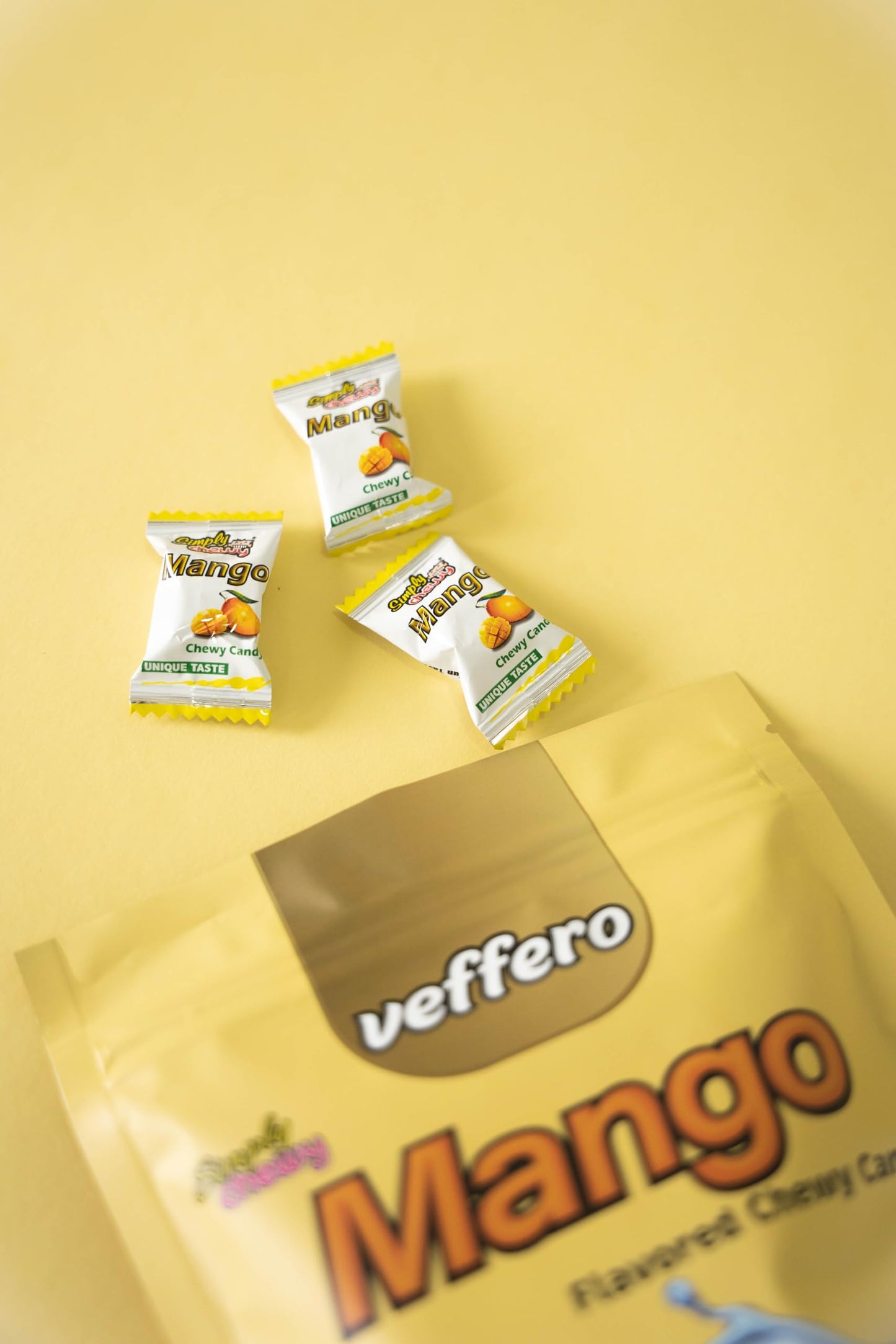 Veffero Simply Chewy Mango Flavored Chewy Candy, 192G Individually Wrapped Mango Chewy Candy (Mango)