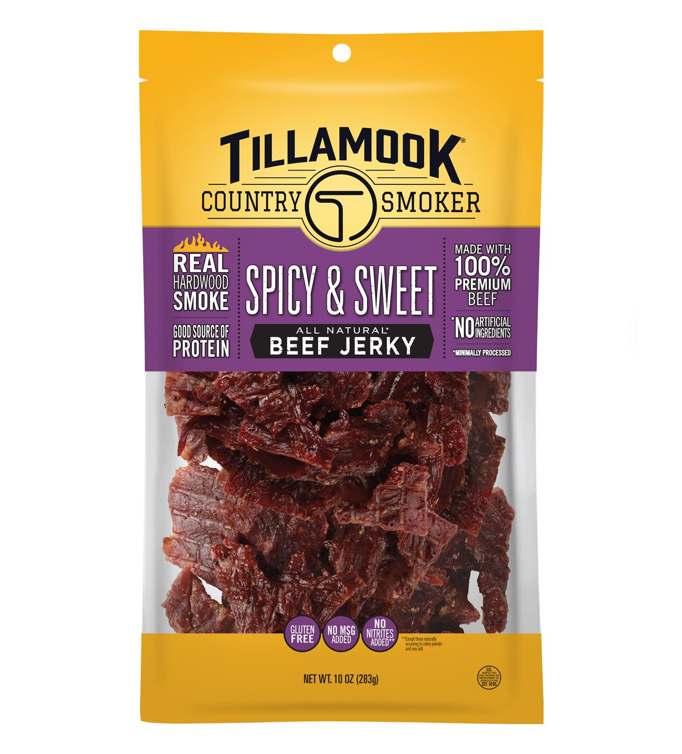 TILLAMOOK COUNTRY SMOKER Beef Jerky, Spicy & Sweet, 10 Ounce, Model 51943287027