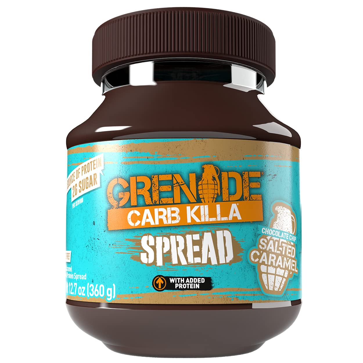 Grenade Carb Killa Protein Chocolate Spread, High Protein Low Sugar, Gluten Free No Stir, Chocolate Chip Salted Caramel, 12.7Oz
