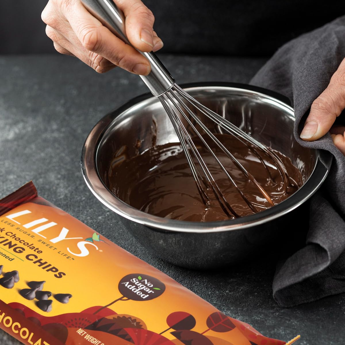 Sugar-Free Dark Chocolate Chips for Baking, 2 Bags of Lilys Baking Chips 9oz Each, Delicious Baking Chips Without the Sugar, Pe