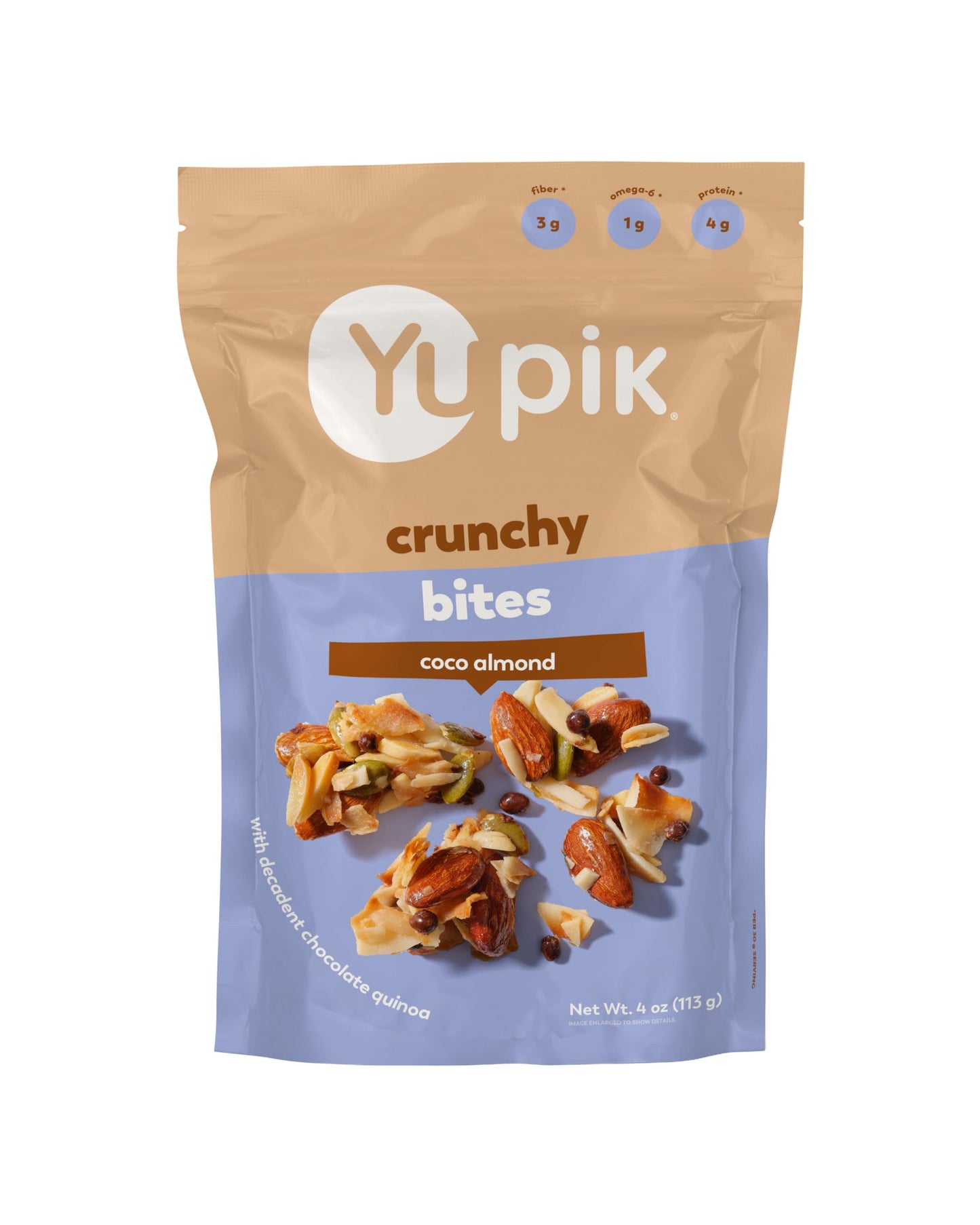 Yupik Coco Almond Crunchy Bites, 4 Oz, Gluten-Free, Kosher, Non-GMO, Maple Glazed Snack, Coconut Clusters with Almonds, Chocolat