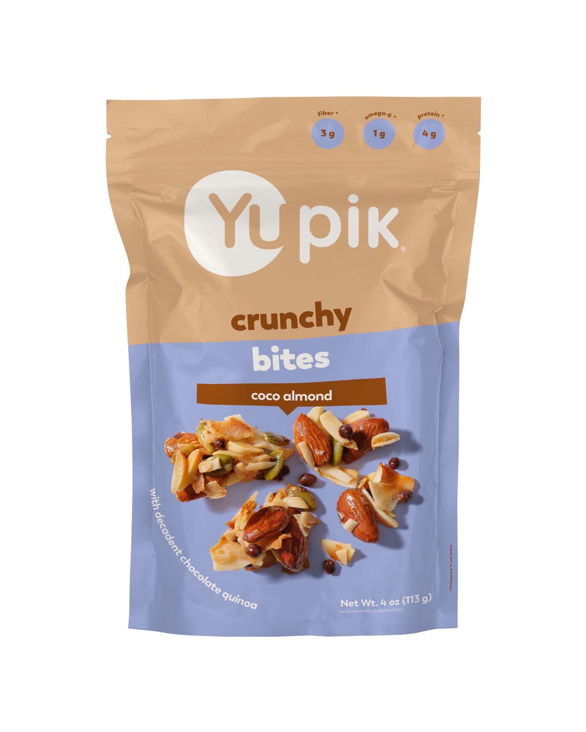 Yupik Coco Almond Crunchy Bites, 4 Oz, Gluten-Free, Kosher, Non-GMO, Maple Glazed Snack, Coconut Clusters with Almonds, Chocolat