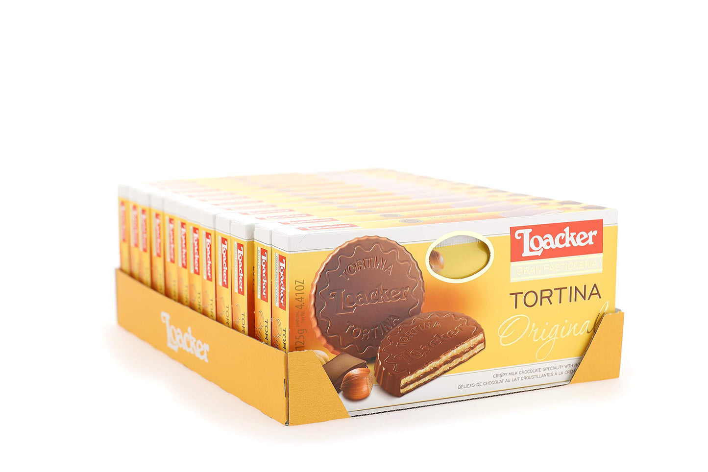 Loacker Tortina Premium Chocolate Coated Wafer, Original 125G/4.41 Oz.