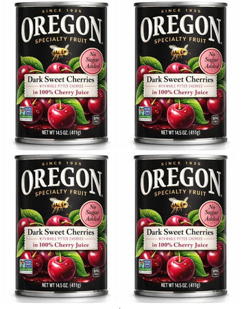 Oregon Pitted Dark Sweet Canned Cherries In 100% Cherry Juice (Value Pack Of 4) - No Sugar Added  Kosher  Non Gmo  Made In Oregon