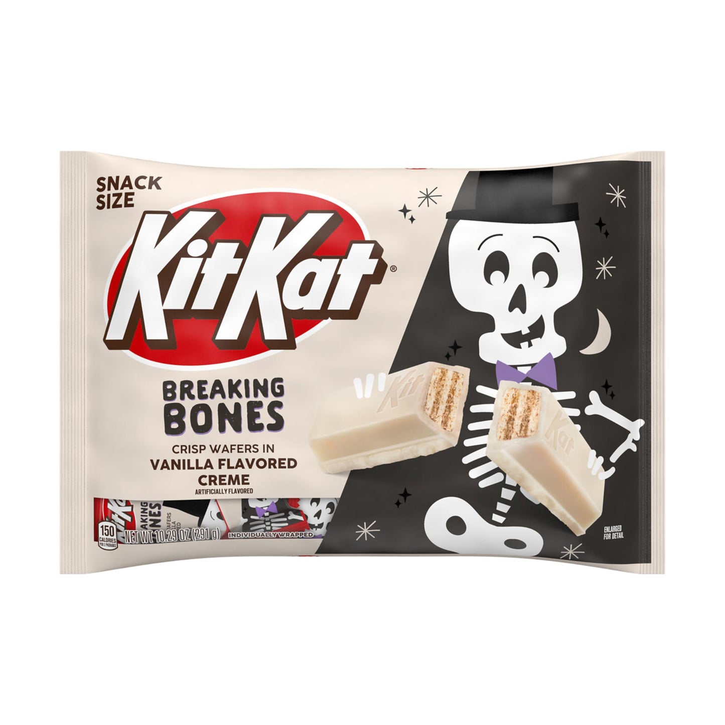 KIT KAT Breaking Bones White Creme Snack Size, Halloween Wafer Candy Bars Bag, 10.29 oz