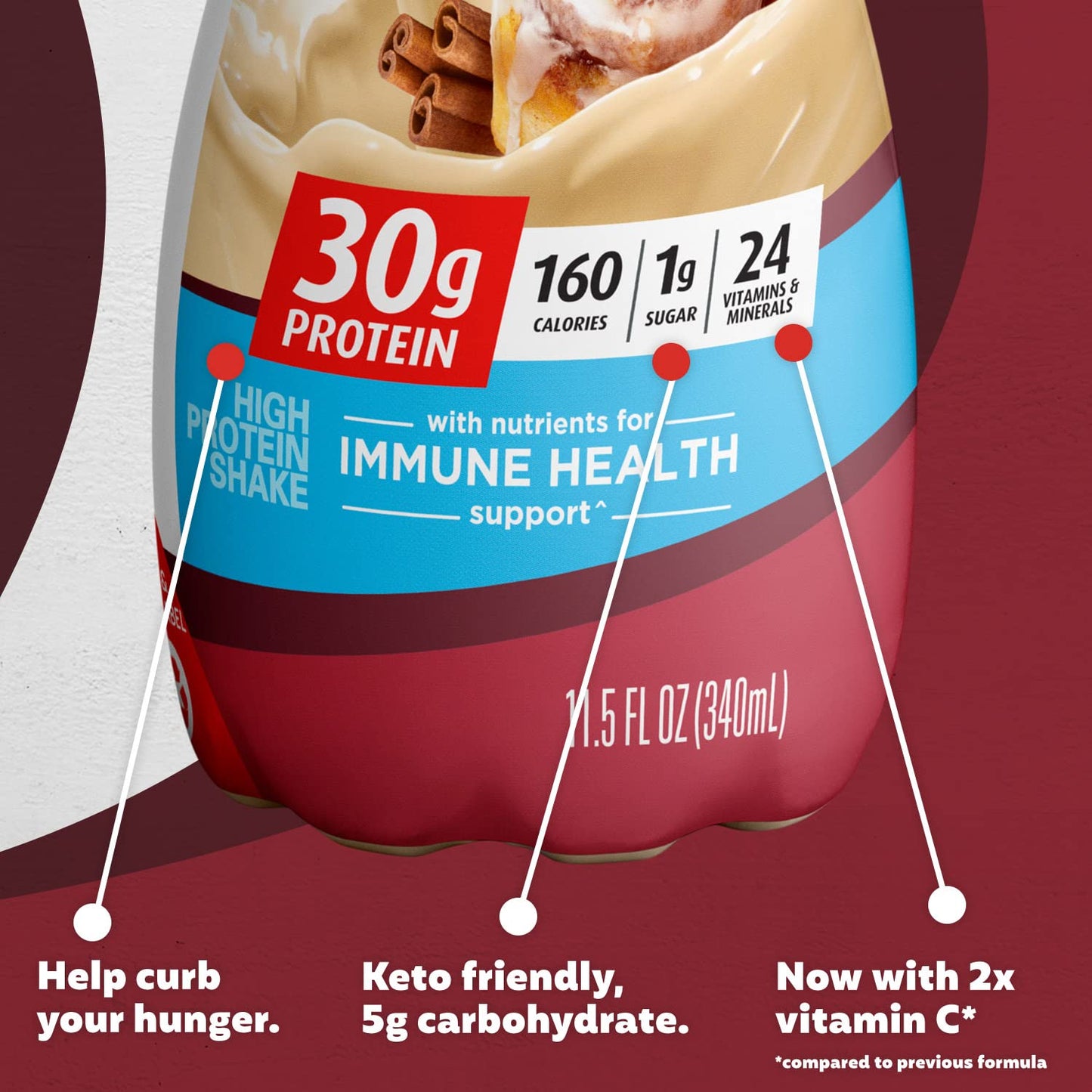 Premier Protein Shake, 30g Protein, 1g Sugar,24 Vitamins&Minerals Nutrients to Support Immune Health, Cinnamon Roll,11.5 fl oz -