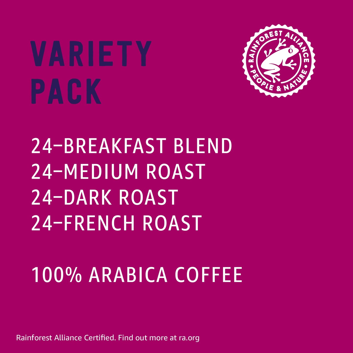 Happy Belly Coffee Pods Variety Pack, Compatible with K-Cup Brewer, 96 Count, Breakfast Blend, Dark Roast, Medium Roast, French Roast