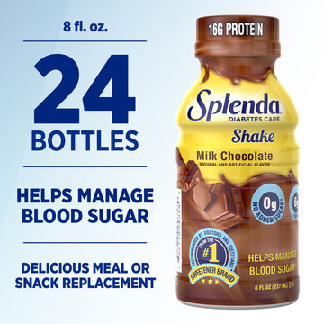 SPLENDA Diabetes Care Shakes - Meal Replacement Shake, 8 Fluid Ounces Per Bottle (Milk Chocolate, 6 Pack)