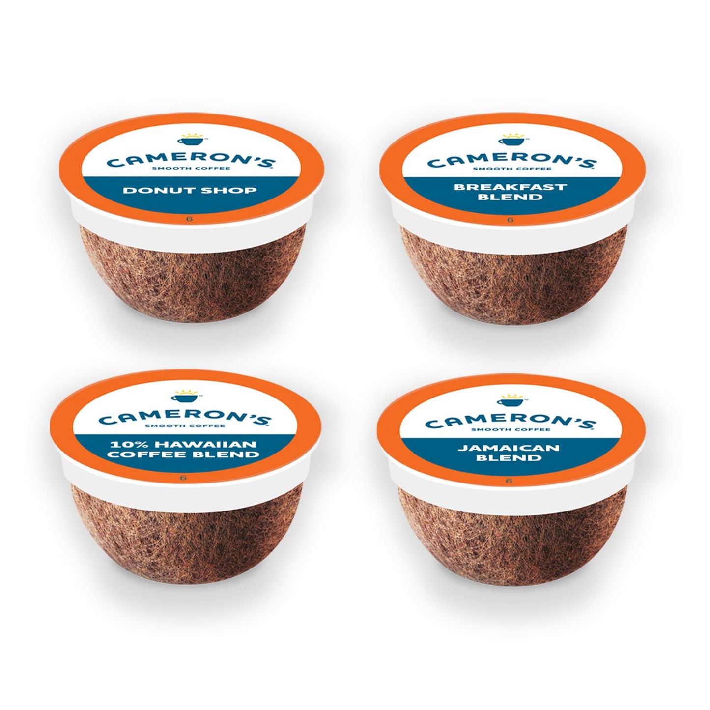 Camerons Coffee Single Serve Pods, Variety Pack Of Donut Shop, Breakfast Blend, 10% Hawaiian Blend, Jamaican Blend, 128 Count