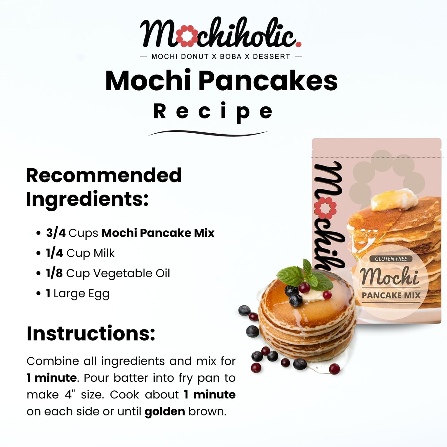 Mochi Pancake Mix Original Recipe, Rice Flour, Gluten-Free With Low Calories And Sugar With Essential Nutrients, 12 Oz Healthy D