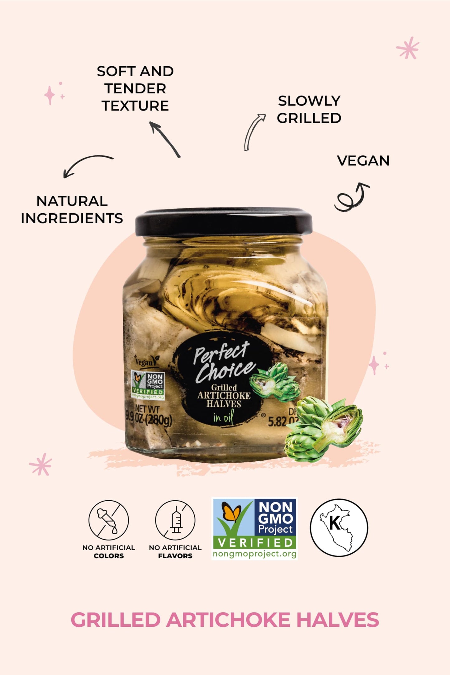 Perfect Choice Grilled Artichoke Halves In Oil - Delicious For Salads, Pizzas & More - 9.9 Oz (Pack Of 3)
