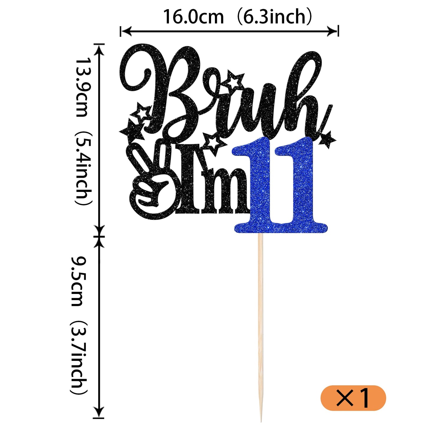 Rssta i Cake Topper, 11th Birthday Decoration, Blue, Model XM1222-11