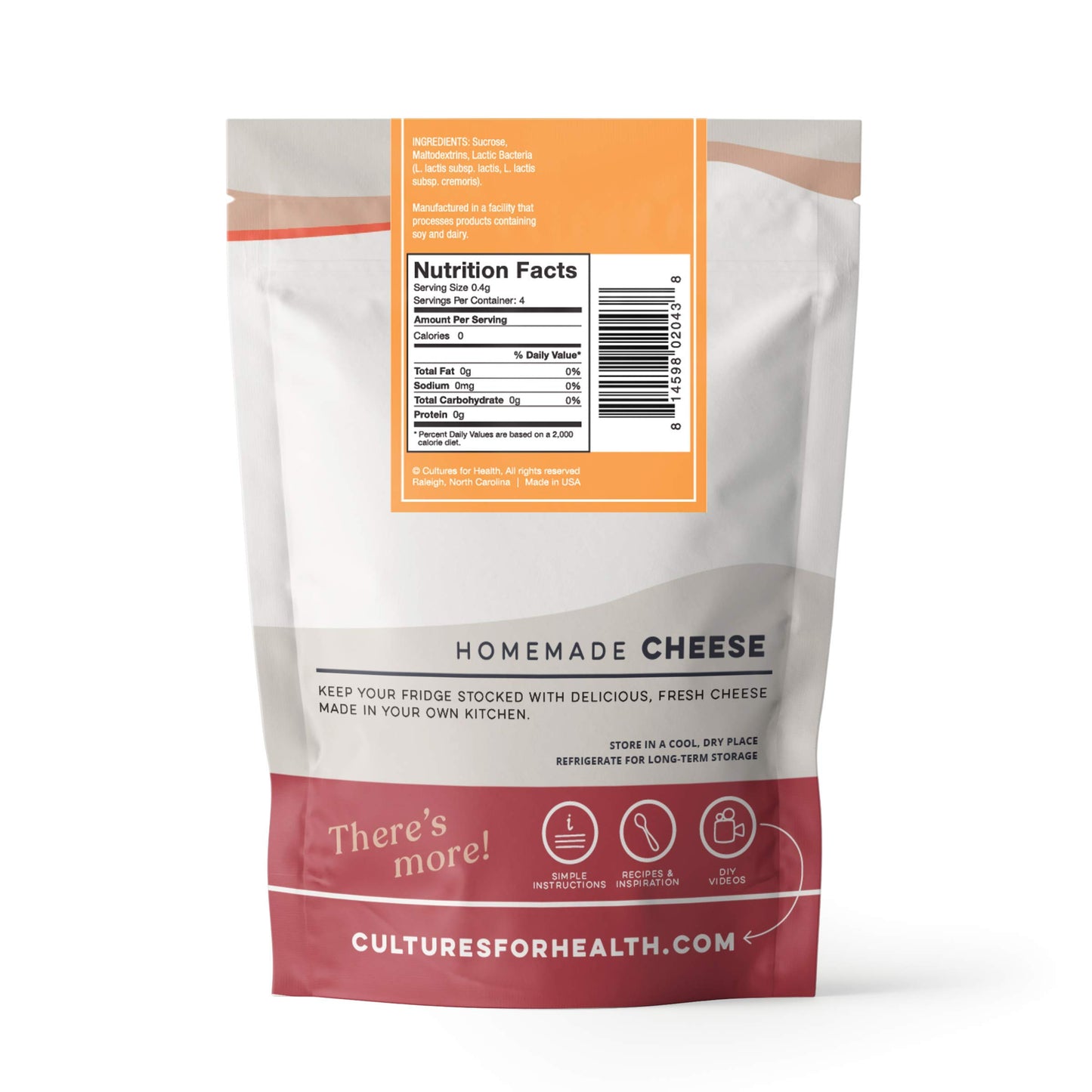 Cultures For Health Mesophilic Cheese Starter - 4 Packets + 2 Rennet compact pieces for DIY Cheese Making