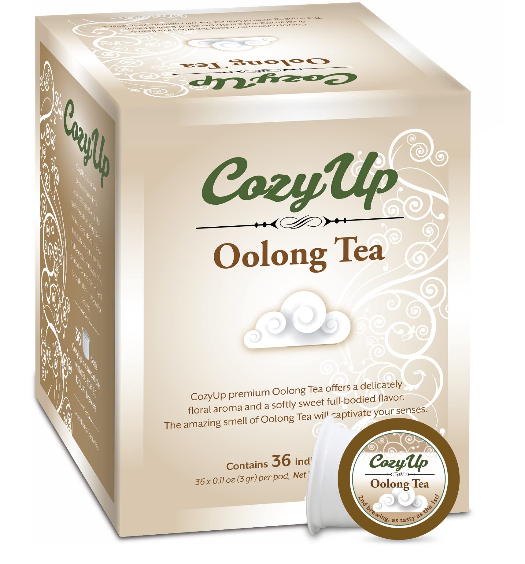 Cozy Up Oolong Tea Pods Compatible with Keurig K-Cup Brewers, 36 Count