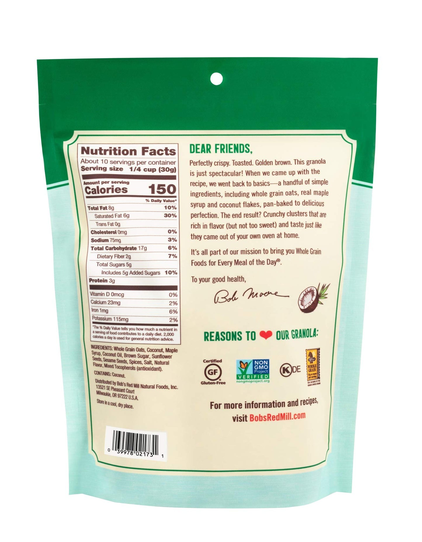Bob s Red Mill Coconut Spice Granola, 11oz (Pack of 6) - Non GMO, Whole Grain, Kosher