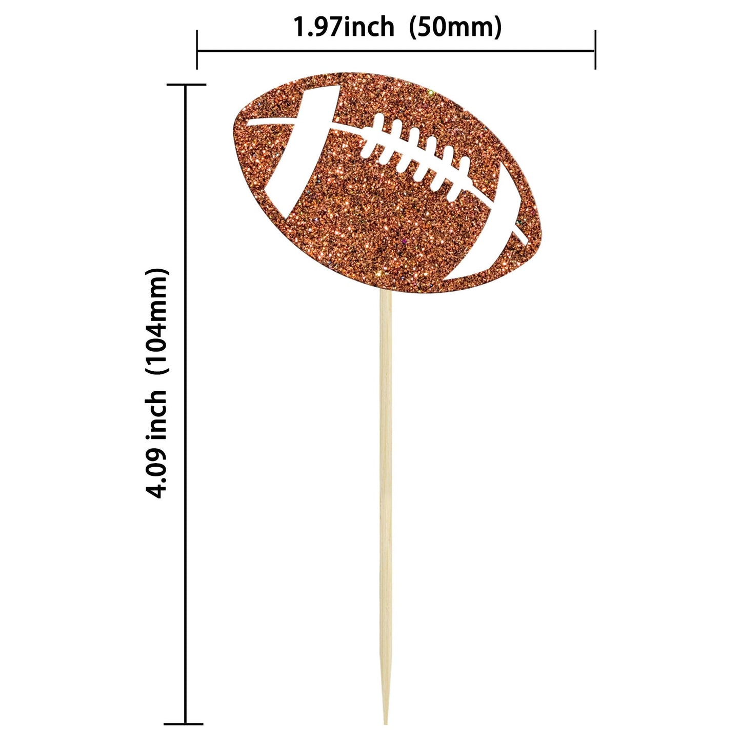 Ephlyn Rugby Football Cupcake Toppers, 24 Pcs, Brown, Paper, 2 x 4.3 inches, Sports Ball Theme Cake Decoration for Parties