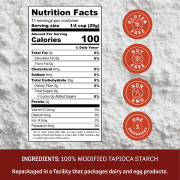 Judee’s Expandex Modified Tapioca Starch Powder, 11.25 oz - Gluten-Free Thickener for Baked Goods & Treats