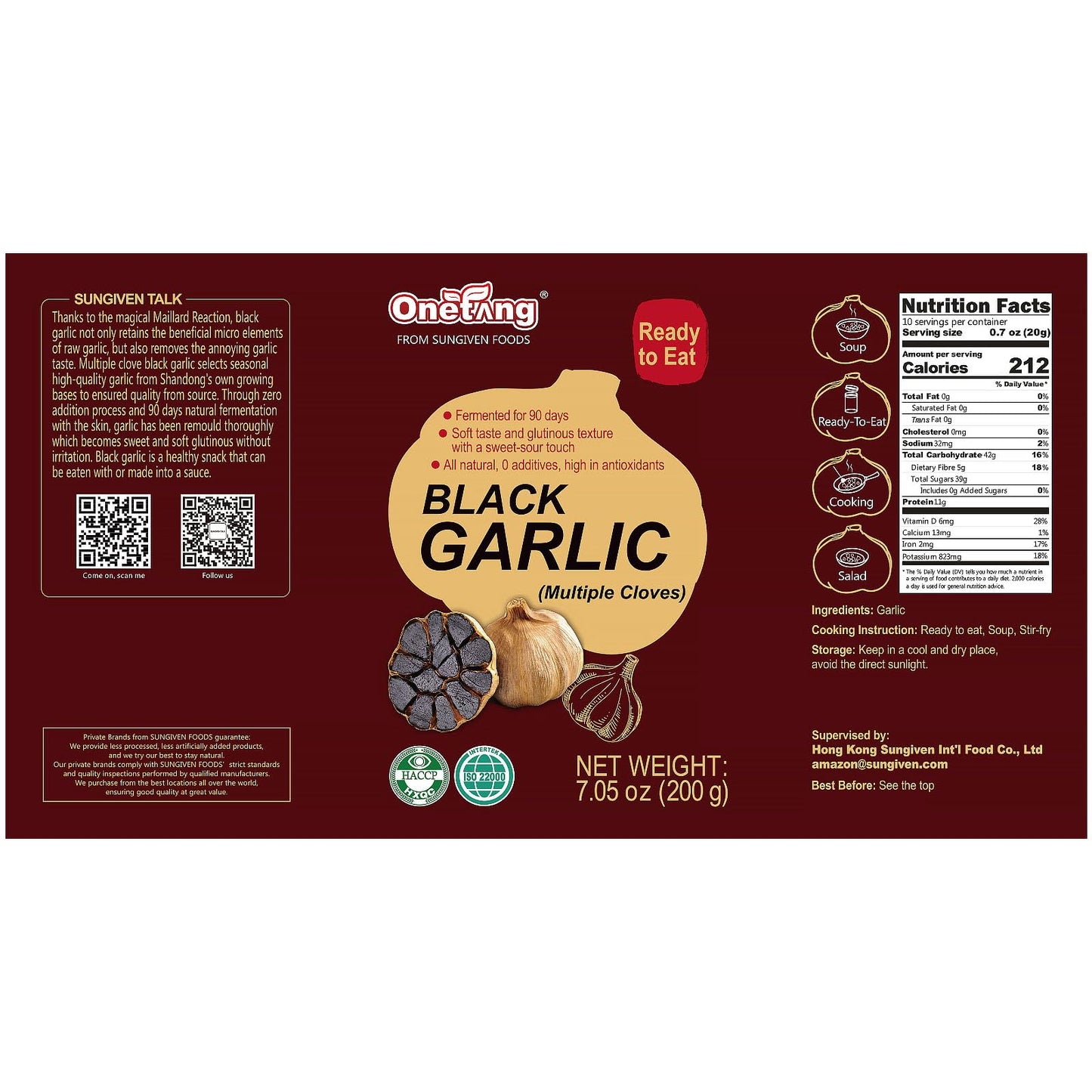 Onetang Black Garlic 7.05 Oz 2 Packs Multiple Black Garlic Fermented For 90 Days Super Foods Non-Gmo Non-Additives Ready To Eat