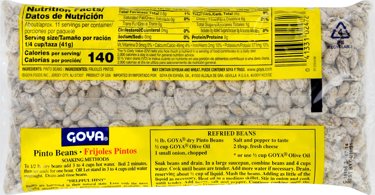 Goya Foods Pinto Beans, Dry, 16 Ounce (Pack Of 3)