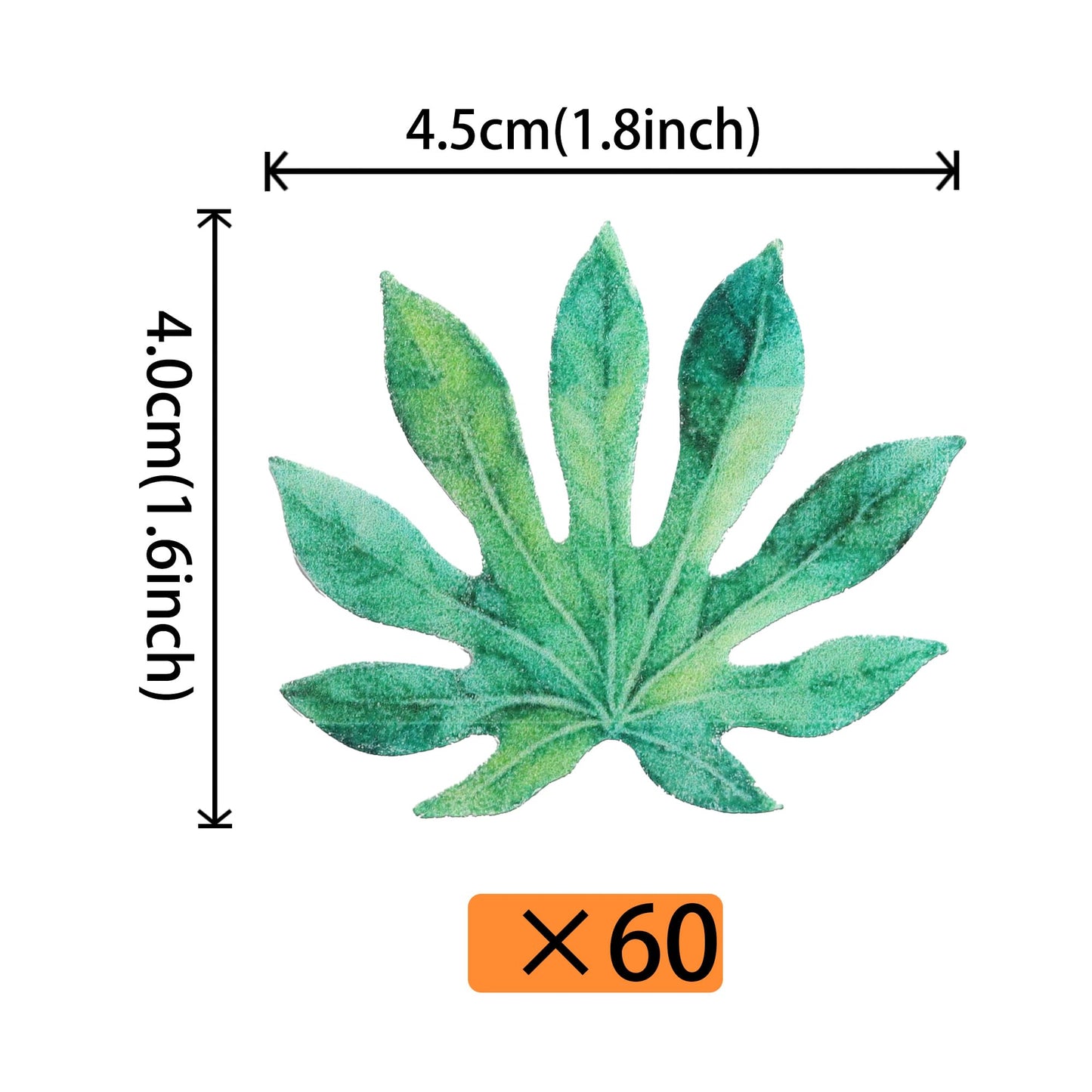 Rssta i 60 Pack Edible Cupcake Toppers - Rice Paper Green Leaves Decoration for Parties and Anniversaries, Design 4