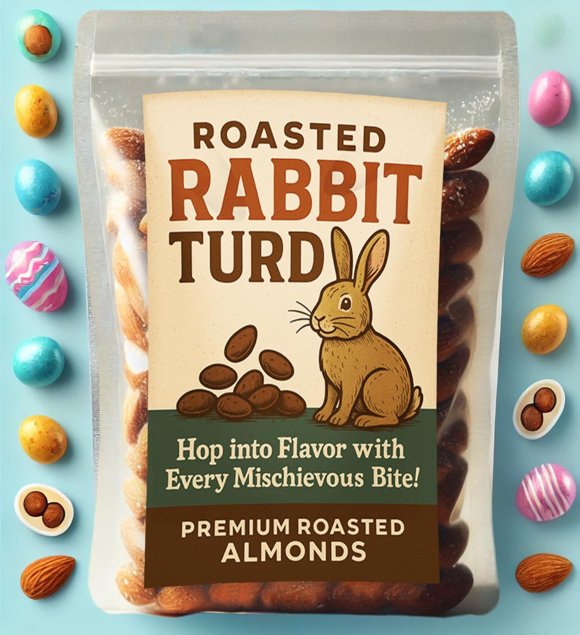Roasted Rabbit Turds - Premium Roasted Almonds - Funny Easter Basket Gifts Ideas - Stuffer Treats For Baskets - Teens, Tweens, A