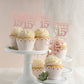YCTHUNFISH 30 Pack Cupcake Toppers Glitter Number 15 Rose Gold Bamboo Decorations for 15th Birthday Party