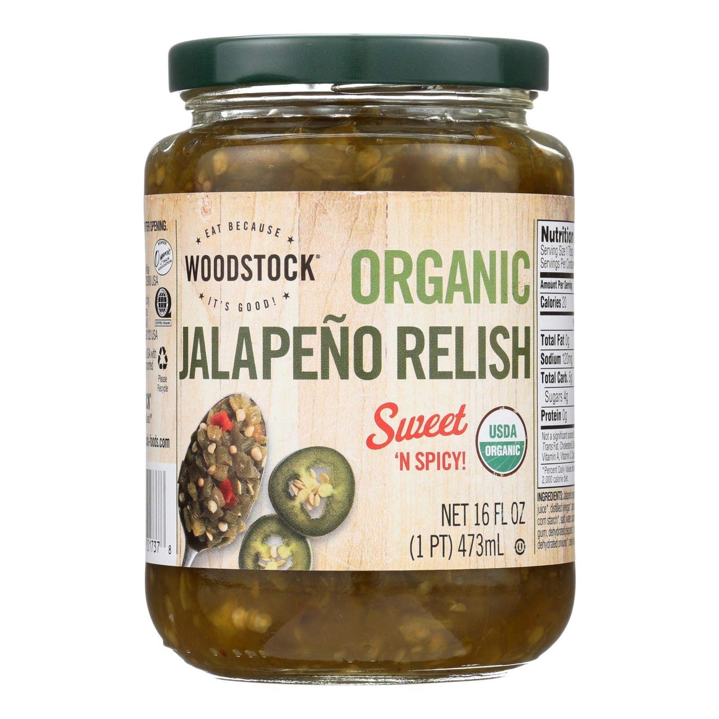 Woodstock Farms - Organic Jalapeno Relish - 16 Oz., 16 Ounce