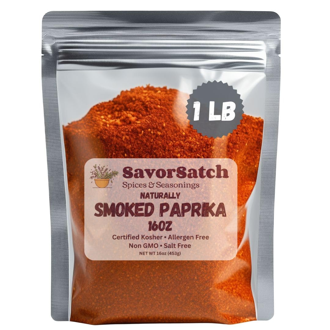Savorsatch Rich Flavor Paprika - Naturally Rich Flavor Sweet Paprika  Certified Kosher  16 Ounce (1 Pound) Resealable Pouch | Bulk Spice For Cooking  Seasoning  And Grilling