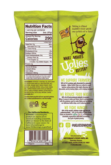 Uglies Jalapeno Kettle-Cooked Potato Chips, Gluten-Free Snacks, Kosher-Friendly Chips, Non-Gmo Snacks For Kids Or Office, Lunch