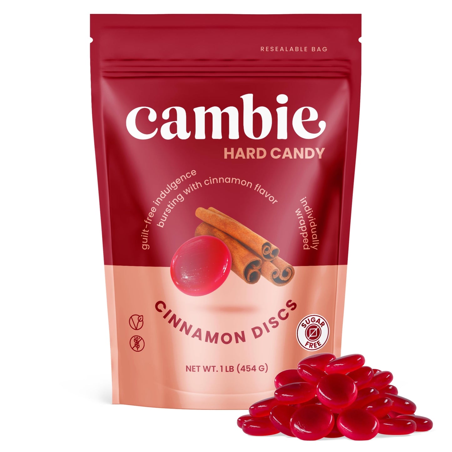 Sugar Free Cinnamon Discs By Cambie, 1 Lb Of Cinnamon Flavored Sugar Free Candy, Keto Friendly Candy, 1 Lb
