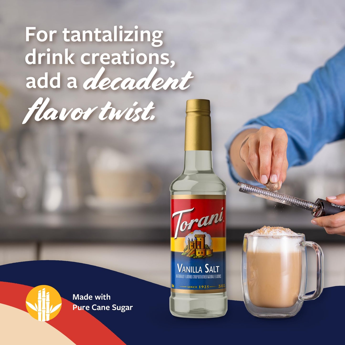 Torani Coffee Syrup, Vanilla Salt Flavoring For Drinks, Pump Included, 25.4 Fl Oz