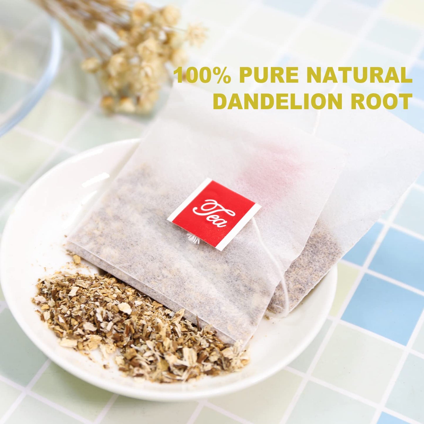 TEARELAE Dandelion Root Tea Bags - Caffeine Free Herbal Tea - 2.5g x 50 Count - Mellow Flavor, Boosts Immunity & Cleanse