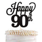YCTHUNFISH 90th Birthday Cake Topper Black Glitter Bamboo Decoration for 90th Anniversary Party Supplies