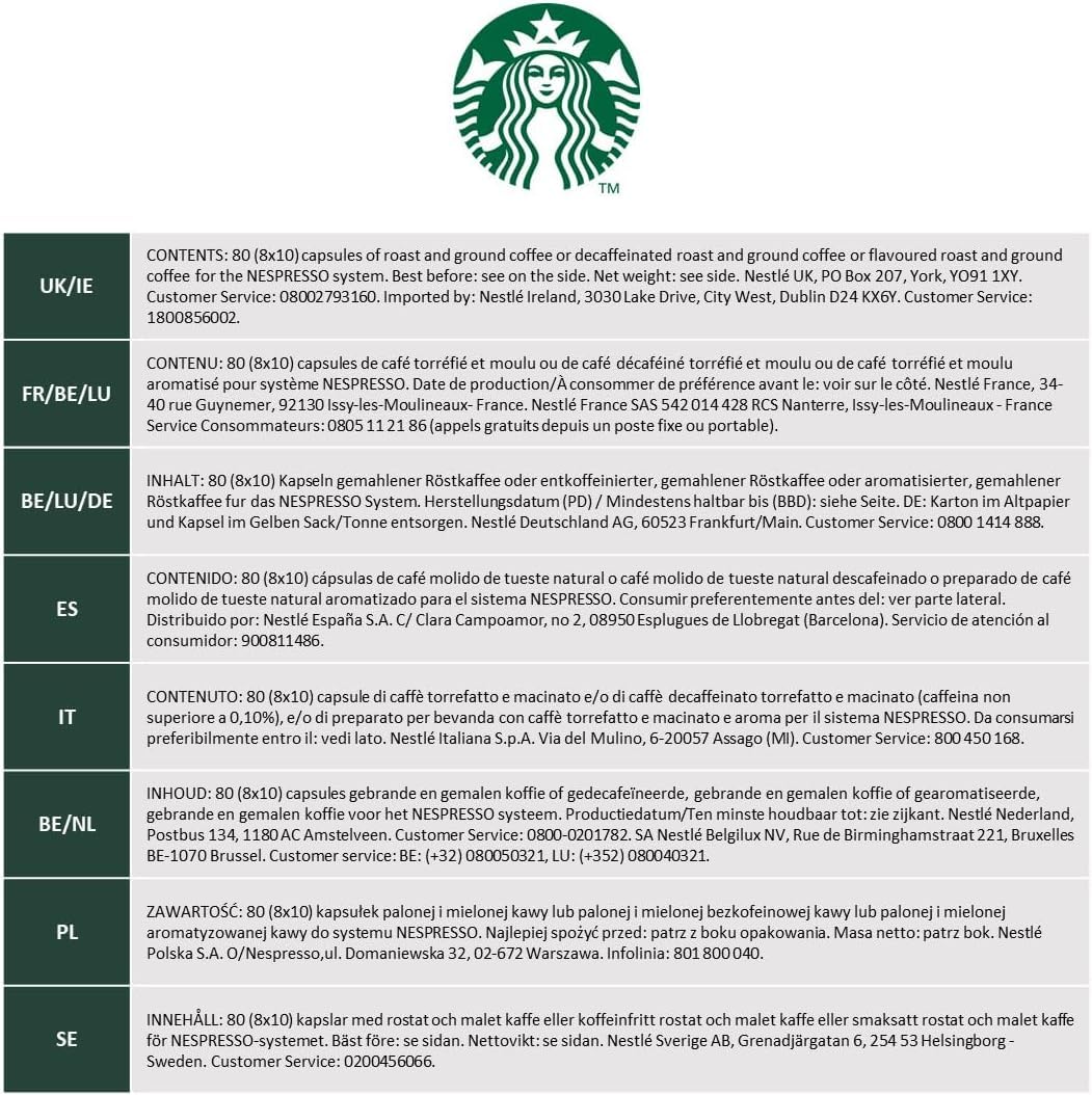 Starbucks Espresso Roast Coffee compact pieces, Dark Roast, 30 Pods, Caramelly Notes, 1 Count (Pack of 30)