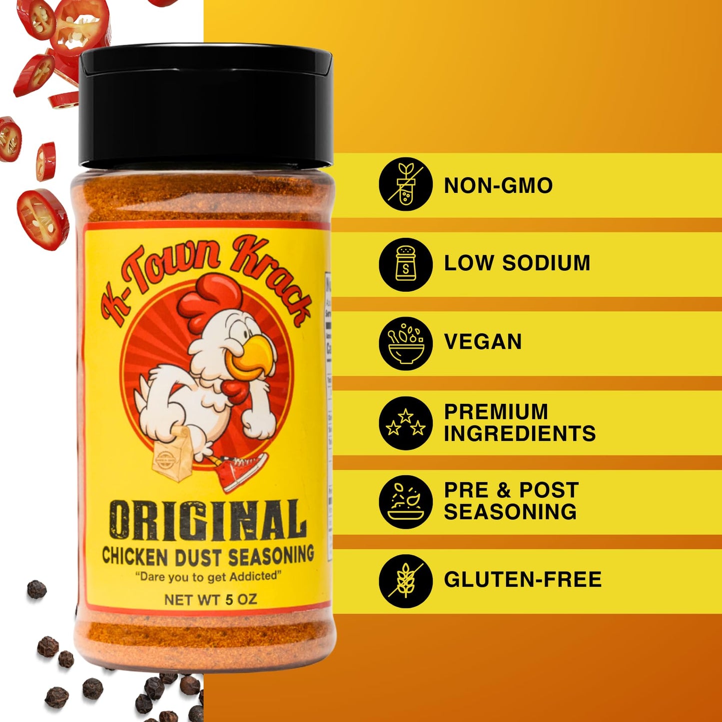 K-Town Krack BBQ Rub and Spice Blend for Chicken, Beef, Pork, Fish - 5oz Seasoning