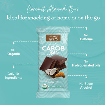 Missy Js Organic Coconut Almond Bars, Vegan, Gluten-Free, 2 Pack, Carob, Healthy Snack Substitute