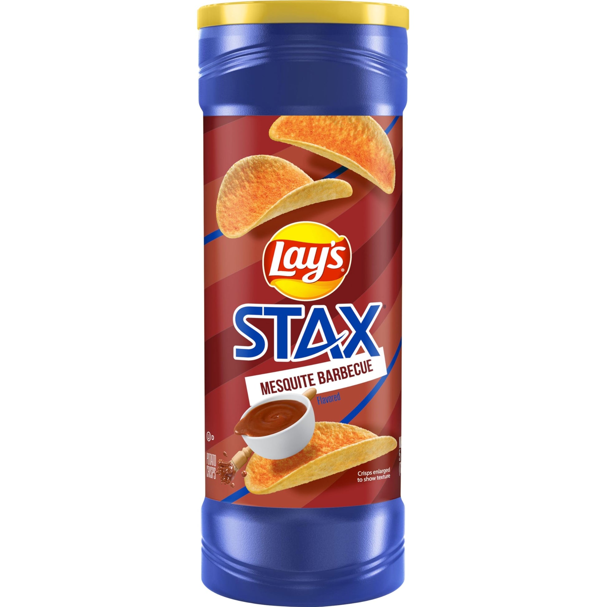 Lays Stax Potato Crisps Chips, Mesquite BBQ, Gluten Free, 5.5 Oz Canister Pack
