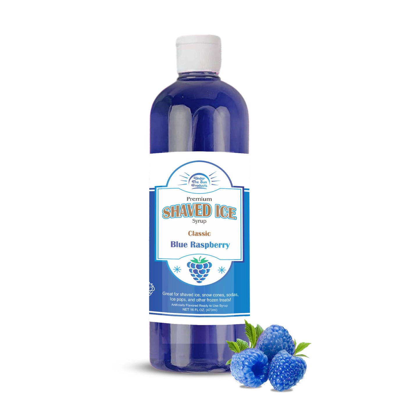 Under the Sun Products- 16oz Bottle of Snow Cone Syrup- Blue Raspberry Flavor