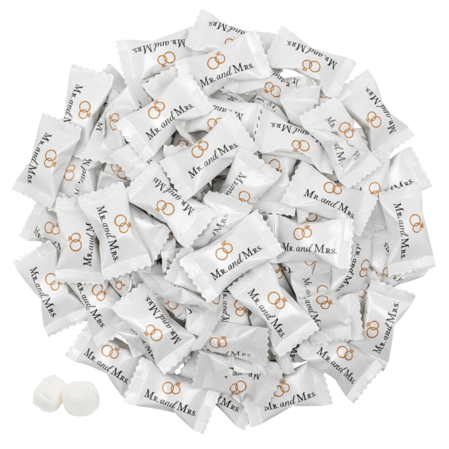 216ct Mr. and Mrs. Wedding Buttermints Individually Wrapped - White Butter Mints for Bridal Shower, Engagement Candy, and Recept
