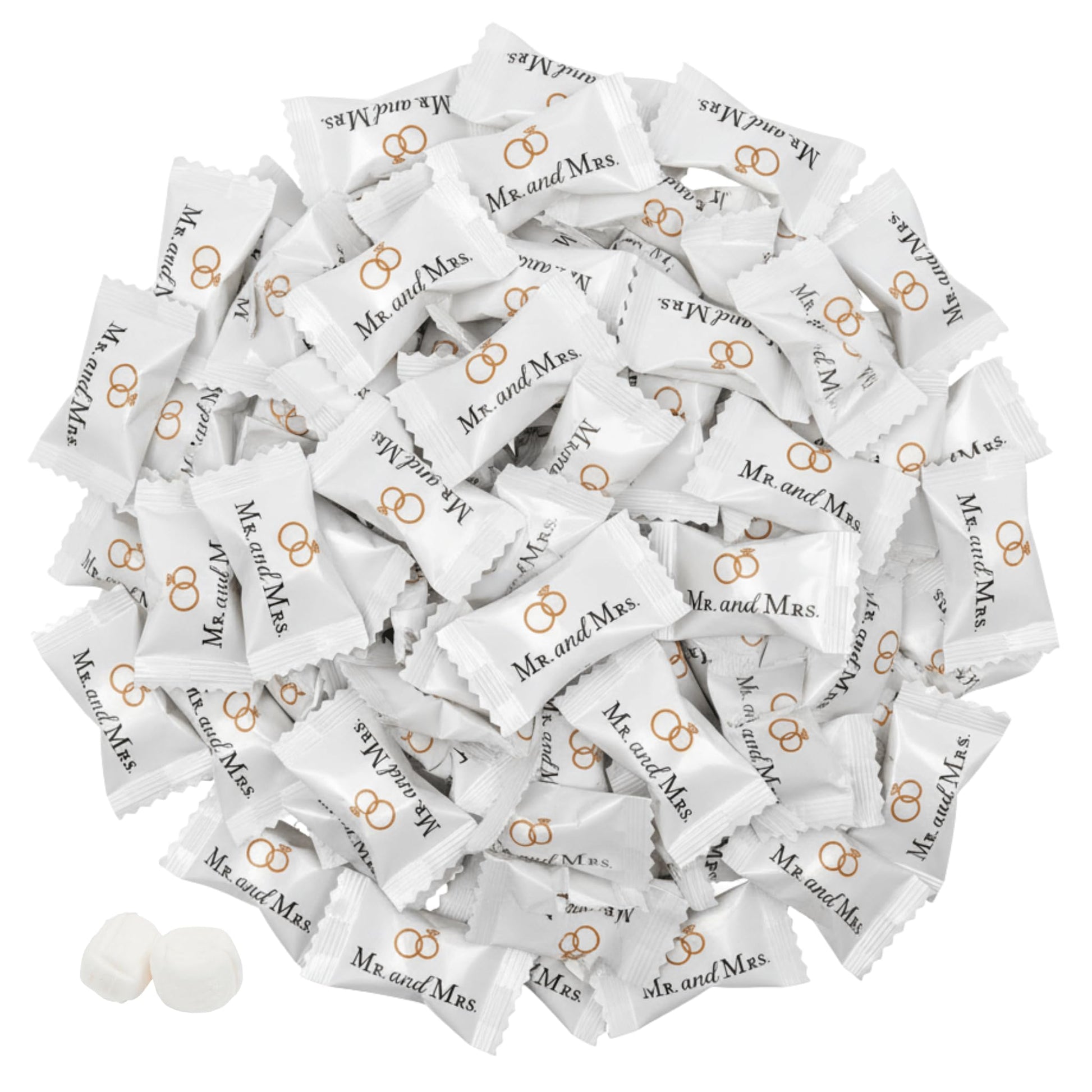 216ct Mr. and Mrs. Wedding Buttermints Individually Wrapped - White Butter Mints for Bridal Shower, Engagement Candy, and Recept