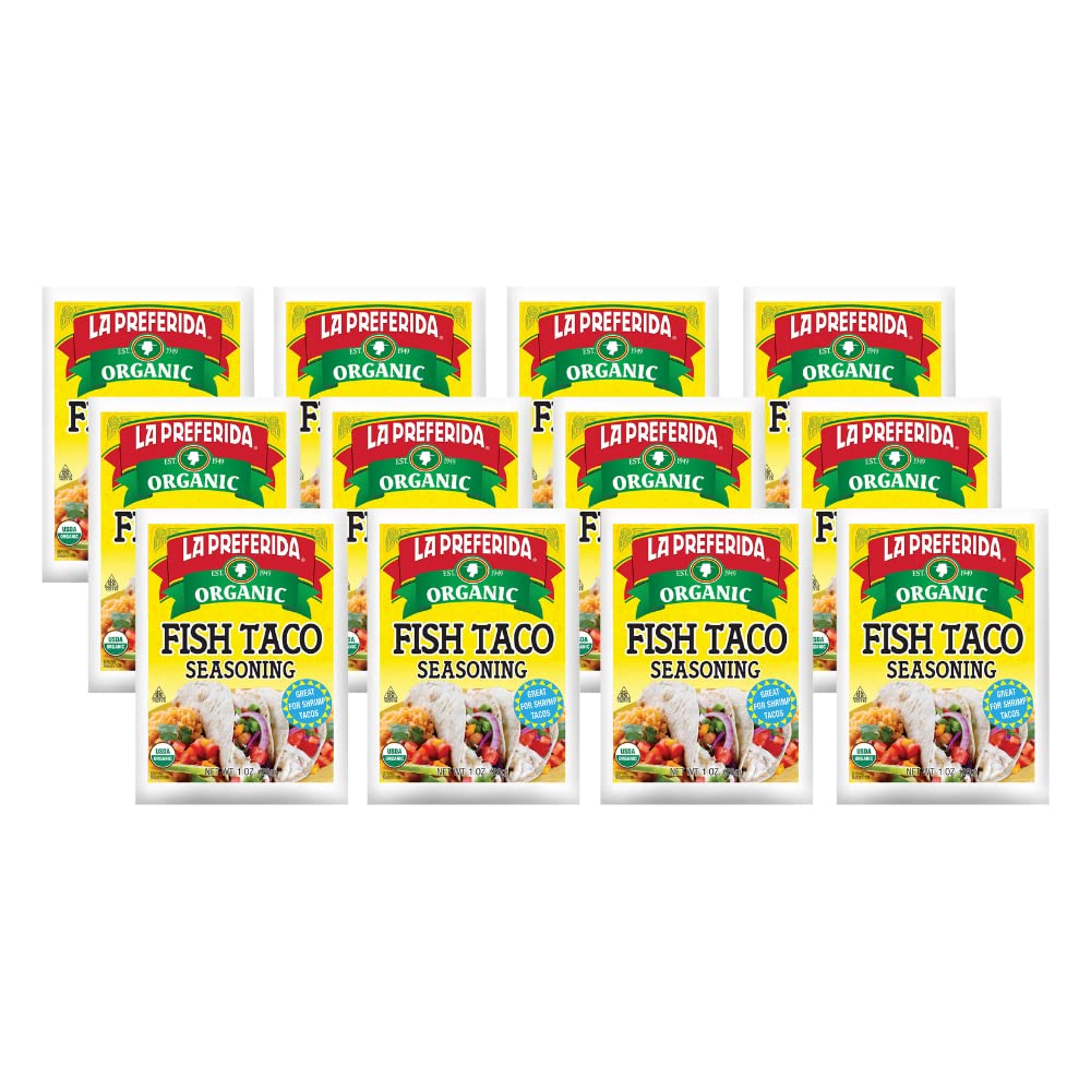 La Preferida Mexican Foods, Organic Fish Taco Seasoning, No MSG or Artificial Preservatives, 1 OZ (Pack of 12)