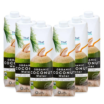 Thai Coco - Organic Natural Coconut Water No Sugar Added - 33.8 fl. oz. 6 Pk